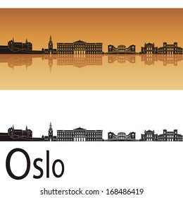 Oslo skyline in orange background in editable vector file