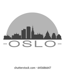 Oslo Skyline Silhouette Skyline Stamp Vector City Design