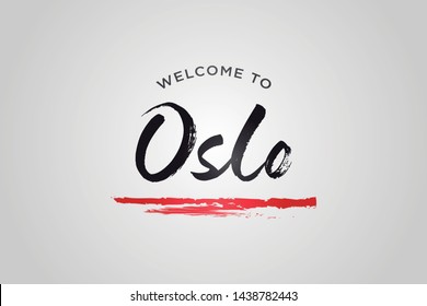 Oslo Welcome To Word Text with Creative Handwritten Font Design Vector Illustration. - Vector