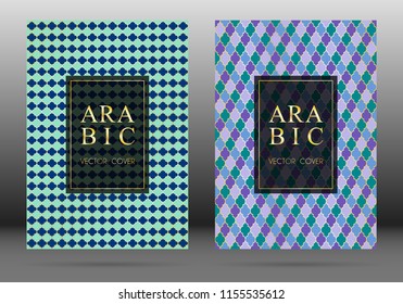 Osman pattern vector cover page layout design collection in arabic style mosaic in gold grid. Islamic background, moroccan, turkish, persian, ottoman pattern vector template. Ramadan motifs.