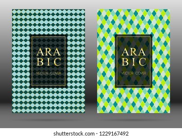 Osman pattern vector cover page layout design collection in arabic style mosaic in gold grid. Islamic background, moroccan, turkish, persian, ottoman pattern vector template. Architectural motifs.