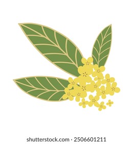 Osmanthus branches illustration decorated mid-autumn festival