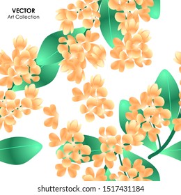 Osmanthus flower Seamless pattern, Vector illustration design element