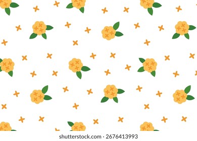 Osmanthus seamless pattern autumn background yellow orange