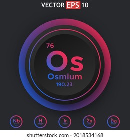 Osmium chemical element periodic table with color button option