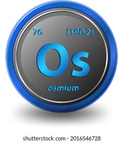 Osmium chemical element. Chemical symbol with atomic number and atomic mass. illustration