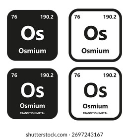 Osmium Element vector symbol with atomic number, atomic mass and chemical group block
