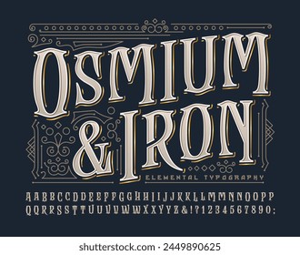 Osmium and Iron is an elegant old world font with antique victorian and medieval influences. Good for fantasy game logos, alcohol labels, tattoo parlor logos, etc.