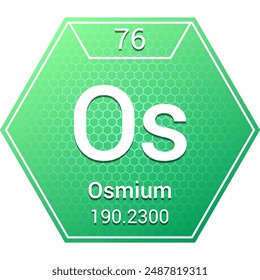 Osmium (Os) (076) Transition Metal - Fundamental Chemical Element, Periodic Table in Chemistry Symbol, Name, Atomic Mass, Number, Chemistry Hexagon Logo Icon Design, White Background