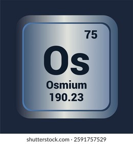 Osmium Os icon. Number Seventy Four. Mass 190.23 detail. Vector Background.