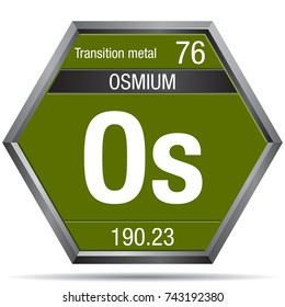 Osmium symbol in the form of a hexagon with a metallic frame. Element number 76 of the Periodic Table of the Elements - Chemistry 