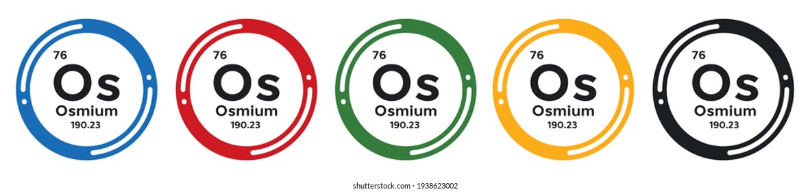 Osmium symbol set. flat design vector illustration in 5 colors options for webdesign