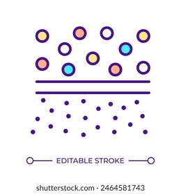 Osmosis filtration RGB color icon. Water filter. Membrane liquid processing. Distillation process. Water purification. Isolated vector illustration. Simple filled line drawing. Editable stroke