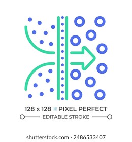 Osmosis two color line icon. Educational diagram. Water filtration and purification. Osmotic pressure bicolor outline symbol. Duotone linear pictogram. Isolated illustration. Editable stroke