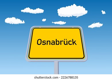 Osnabruck city sign in Germany. City limit welcome road sign vector illustration.