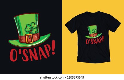 o'snap! - vintage t shirt design vector svg file template , st Patrick day , wine, graphic,  svg