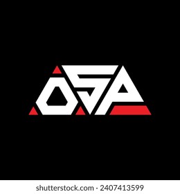 Diseño del logotipo de la letra triangular OSP con forma triangular. Monograma de diseño del logotipo del triángulo OSP. Plantilla de logotipo vectorial de triángulo OSP con color rojo. Logotipo triangular OSP Diseño sencillo, elegante y lujoso.