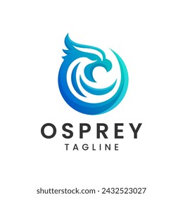 Ospray logo. Abstract Ospray, Eagle head Blue gradient logo