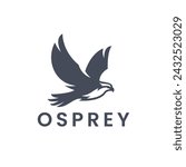 Osprey Black Silhouette vector logo. Flying Osprey illustration. Isolated On White Background