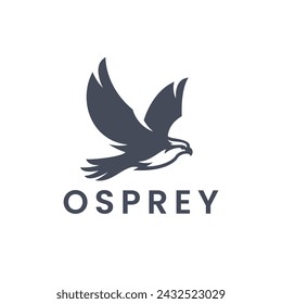 Osprey Black Silhouette vector logo. Flying Osprey illustration. Isolated On White Background