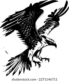 Osprey - Black and White Isolated Icon - Vector illustration