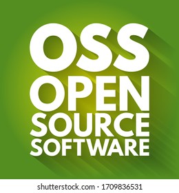 OSS - Open source software is software that is distributed with its source code, making it available for use, modification, and distribution with its original rights, acronym text concept