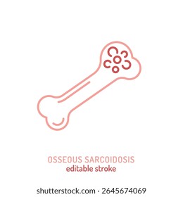 Ícone de sarcoidose óssea. Ilustração vetorial editável mostrando inflamação granulomatosa no tecido ósseo. Usado em ortopedia, imunologia, diagnóstico e conscientização de doenças musculoesqueléticas raras.