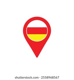 Ossetia location pin with national flag