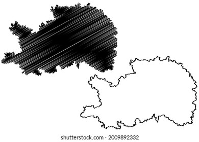 Ostalbkreis district (Federal Republic of Germany, rural district, Baden-Wurttemberg State) map vector illustration, scribble sketch Ostalbkreis map