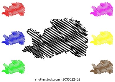 Ostalbkreis district (Federal Republic of Germany, rural district, Baden-Wurttemberg State) map vector illustration, scribble sketch Ostalbkreis map