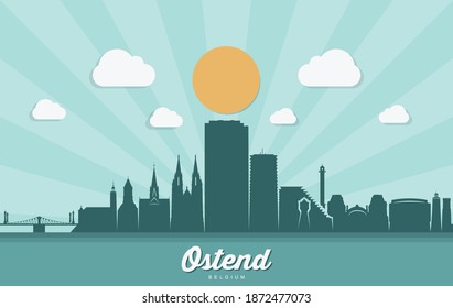 Ostend skyline Belgium cityscape - vector illustration