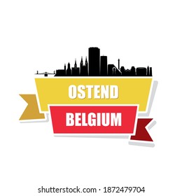 Ostend skyline Belgium cityscape - vector illustration