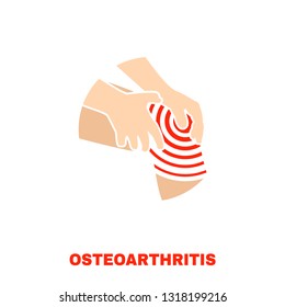 Osteoarthritis icon for medical design. Knee bones injury. Arthritis logotype in flat style. Leg pictogram. Rheumatism logo. Broken bone sign. Editable vector illustration isolated on white background