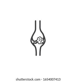 Osteogenic Sarcoma Line Icon. Bone With Tumor Linear Style Sign For Mobile Concept And Web Design. Knee Bones Cancer Outline Vector Icon. Symbol, Logo Illustration. Vector Graphics