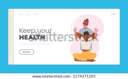 Osteopath Rehabilitation Landing Page Template. Doctor Character Improve Woman Health. Professional Healer Adjust Spine Of Black Woman Sitting On Floor. Cartoon People Vector Illustration