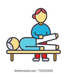 Osteopathy, manual therapy, massage flat line illustration, concept vector isolated icon 