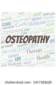 Osteopathy word cloud. Wordcloud made with text only.