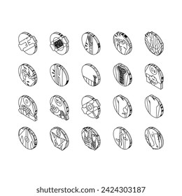 osteoporosis bone pain calcium isometric icons set. health anatomy, spine doctor, knee woman, arthritis density, hip femur, structure osteoporosis bone pain calcium color line