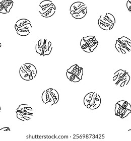 osteoporosis bone pain calcium vector seamless pattern thin line illustration