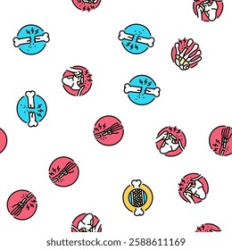 osteoporosis bone pain calcium vector seamless pattern thin line illustration