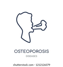 Osteoporosis icon. Osteoporosis linear symbol design from Diseases collection. Simple outline element vector illustration on white background.