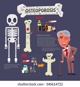 Osteoporosis People With Infographic Icon With Typographic Design - Vector Illustration