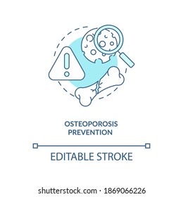 Osteoporosis prevention concept icon. Breastfeeding benefits for women. Get enough calcium and vitamins diet idea thin line illustration. Vector isolated outline RGB color drawing. Editable stroke