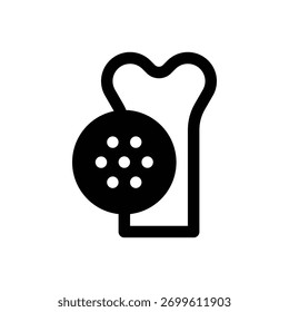 Teste de osteoporose. Ícone de vetor de traçado com contorno e detalhes preenchidos em preto.