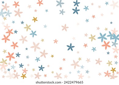 Osteospermum simplistic flowers vector design. Pretty meadow bloom shapes scattered. Hinamatsuri Girl's Day ornament. Modern flowers Osteospermum minimal blossom. Striped petals.