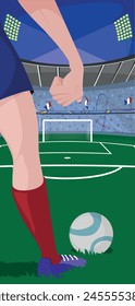 Poster für Frauenfußball aus der französischen Nationalmannschaft - Frau mit Entschlossenheit, geballte Fäuste.