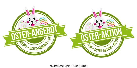 Osterangebot und Osteraktion Siegel - Easter offer and Easter sale Badge.