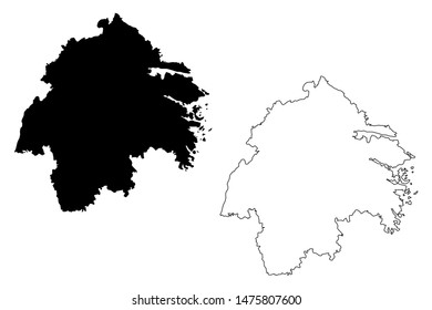 Ostergotland County (Counties of Sweden, Kingdom of Sweden) map vector illustration, scribble sketch Östergötland map