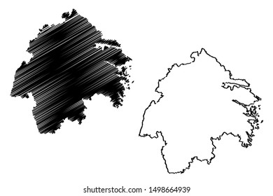 Ostergotland County (Counties of Sweden, Kingdom of Sweden) map vector illustration, scribble sketch Östergötland map