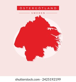 Ostergotland County (Counties of Sweden, Kingdom of Sweden) map vector illustration, scribble sketch Östergötland map